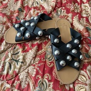 Marc Fisher Black Sandals with Silver Accents